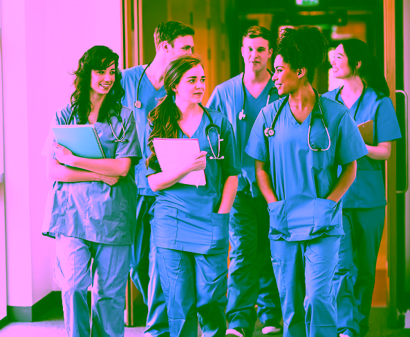 Medical team reviewing documents